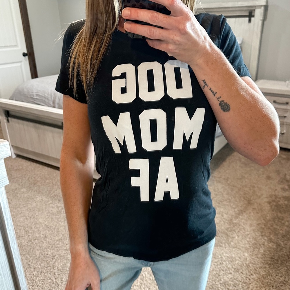 DOG MOM AF Ideal T Black Short Sleeve Tee Size Small